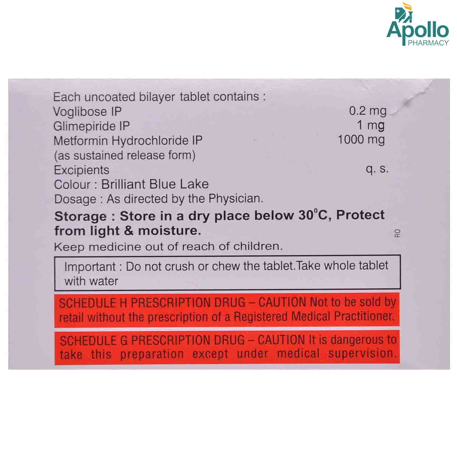 Voglow GM 1 mg Forte Tablet 10's, Pack of 10 TABLETS Voglow GM 1 mg Forte Tablet 10's, Pack of 10 TABLETS
