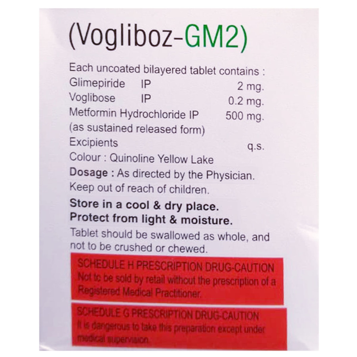 Vogliboz GM 2 Tablet 10's, Pack of 10 TABLETS Vogliboz GM 2 Tablet 10's, Pack of 10 TABLETS