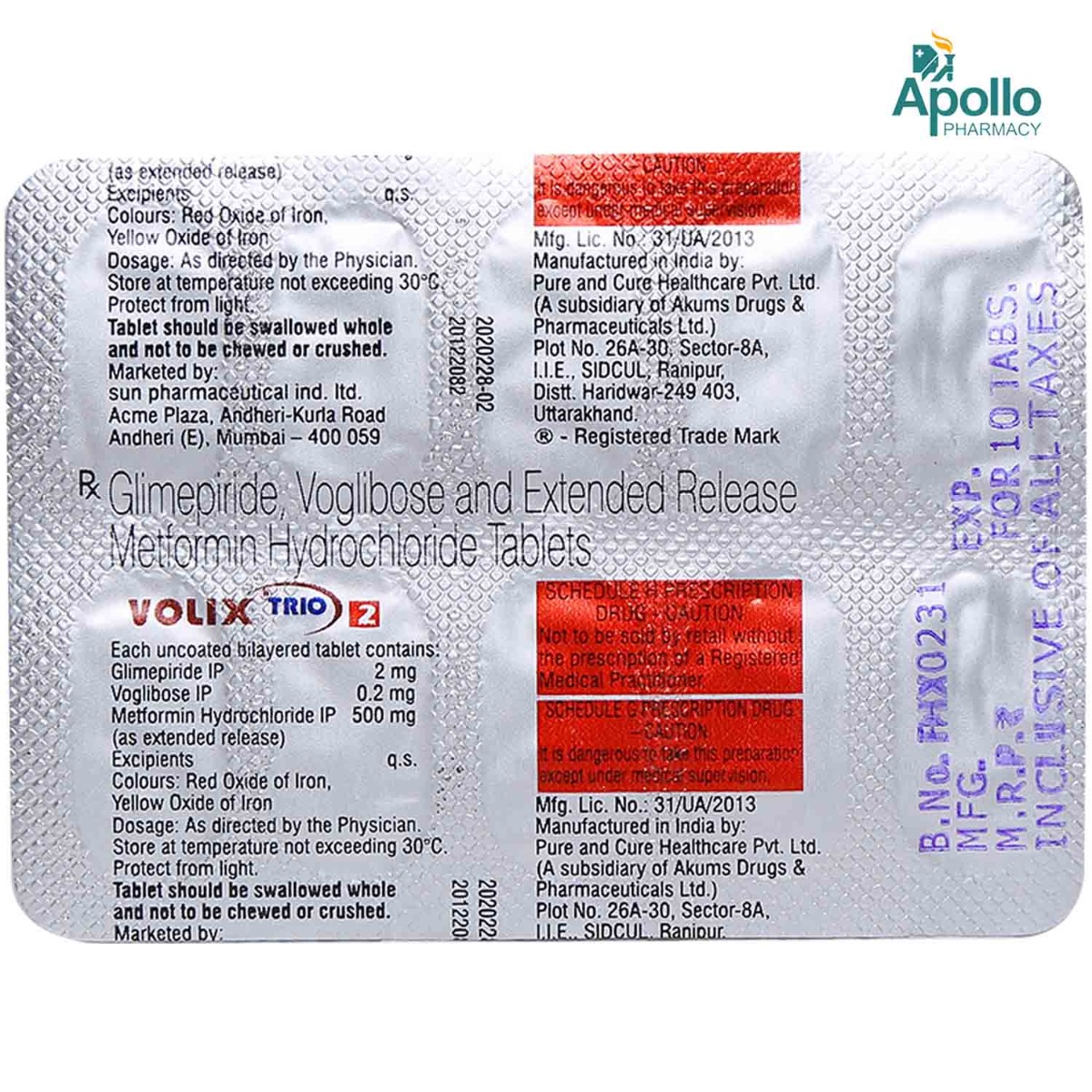 Volix Trio 2 Tablet 10's, Pack of 10 TABLETS Volix Trio 2 Tablet 10's, Pack of 10 TABLETS