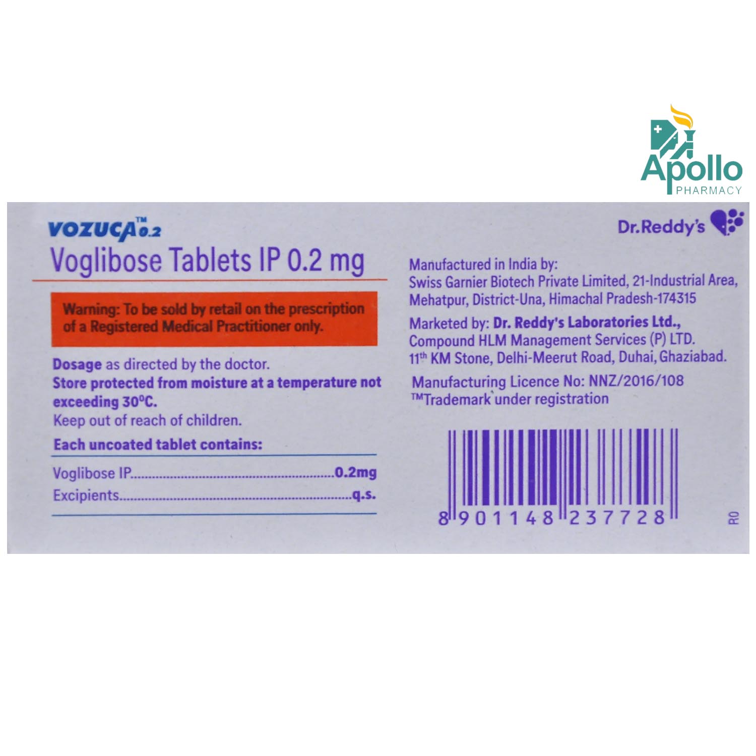 Vozuca-M 0.2 Tablet 15's, Pack of 14 TABLETS Vozuca-M 0.2 Tablet 15's, Pack of 14 TABLETS