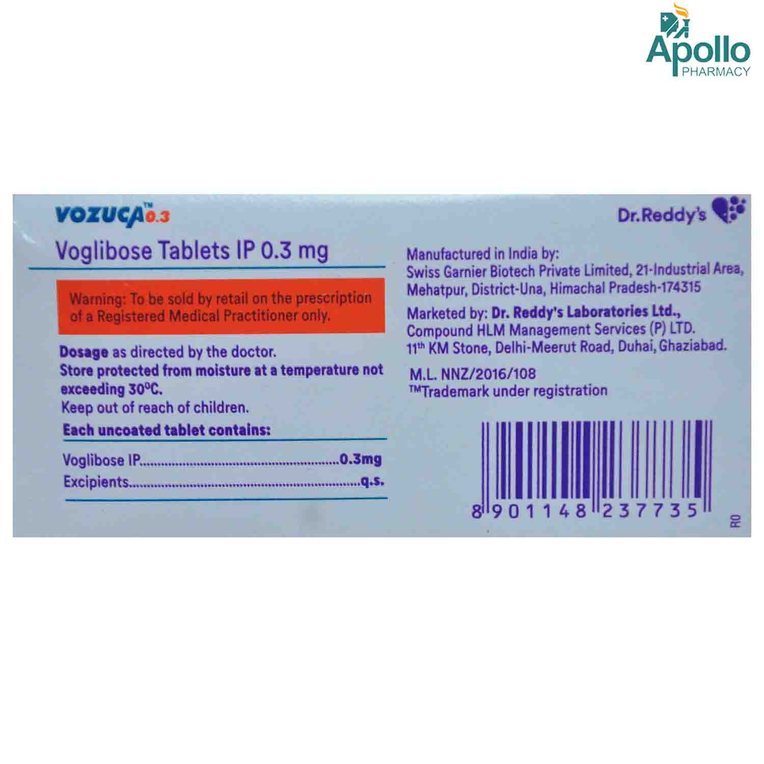 Vozuca 0.3 Tablet 14's, Pack of 14 TABLETS Vozuca 0.3 Tablet 14's, Pack of 14 TABLETS