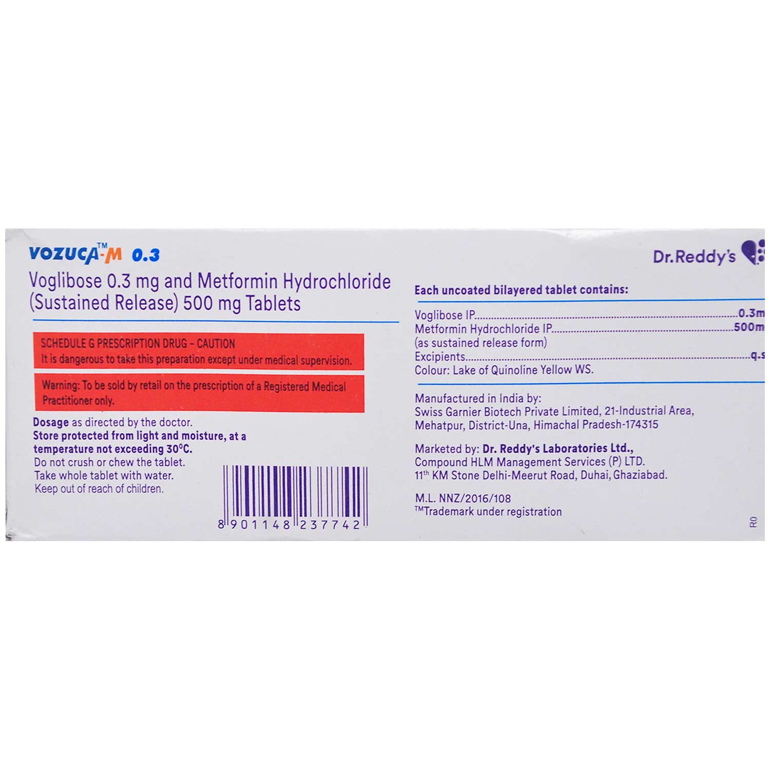 Vozuca-M 0.3 Tablet 14's, Pack of 14 Vozuca-M 0.3 Tablet 14's, Pack of 14