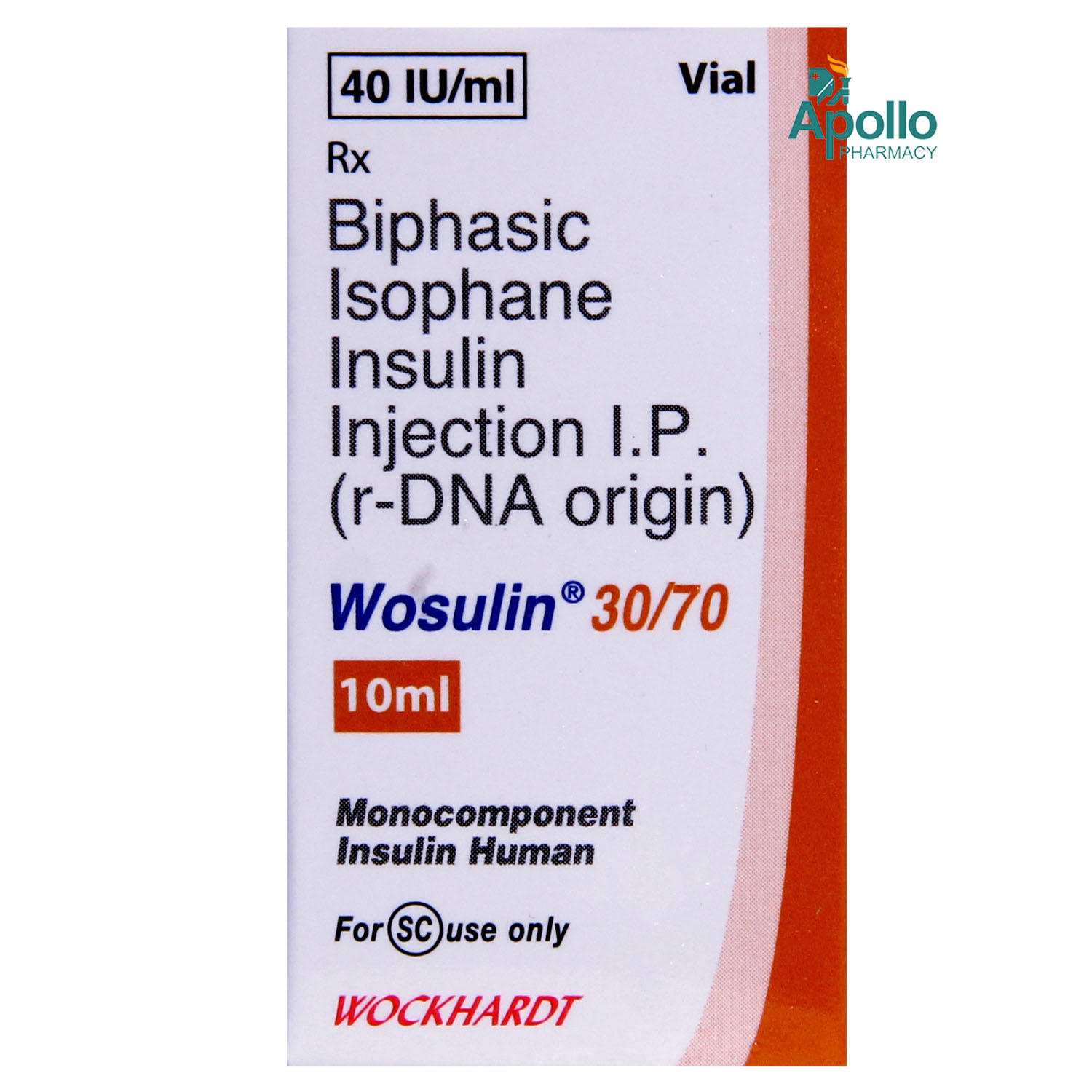 Buy Wosulin 30/70 40IU/ml Injection 10 ml Online