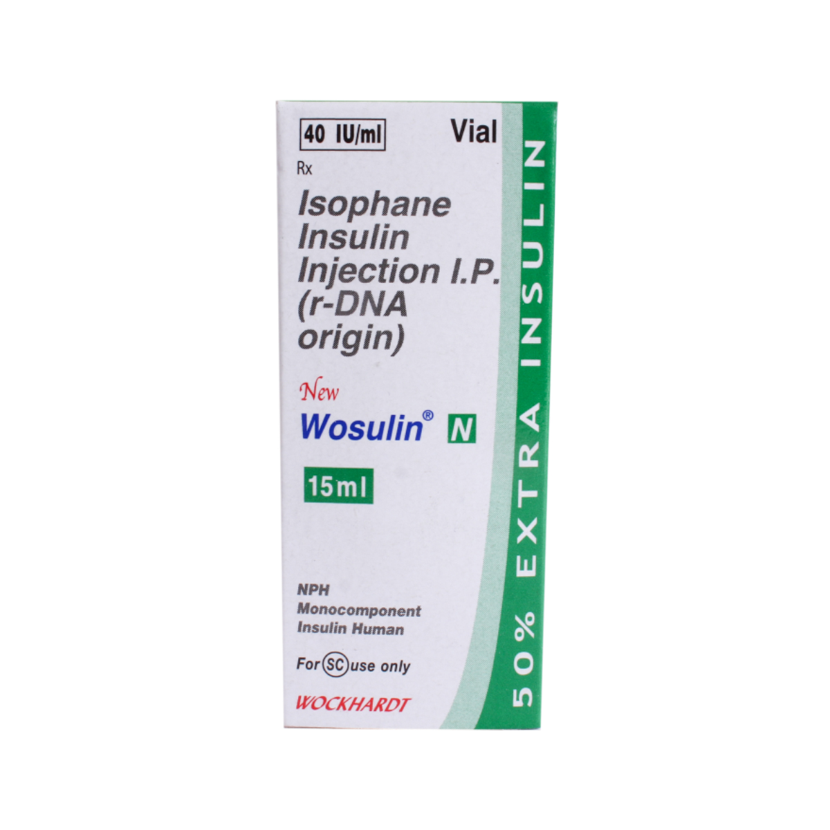 Wosulin N 40IU New Injection 15 ml, Pack of 1 Injection Wosulin N 40IU New Injection 15 ml, Pack of 1 Injection