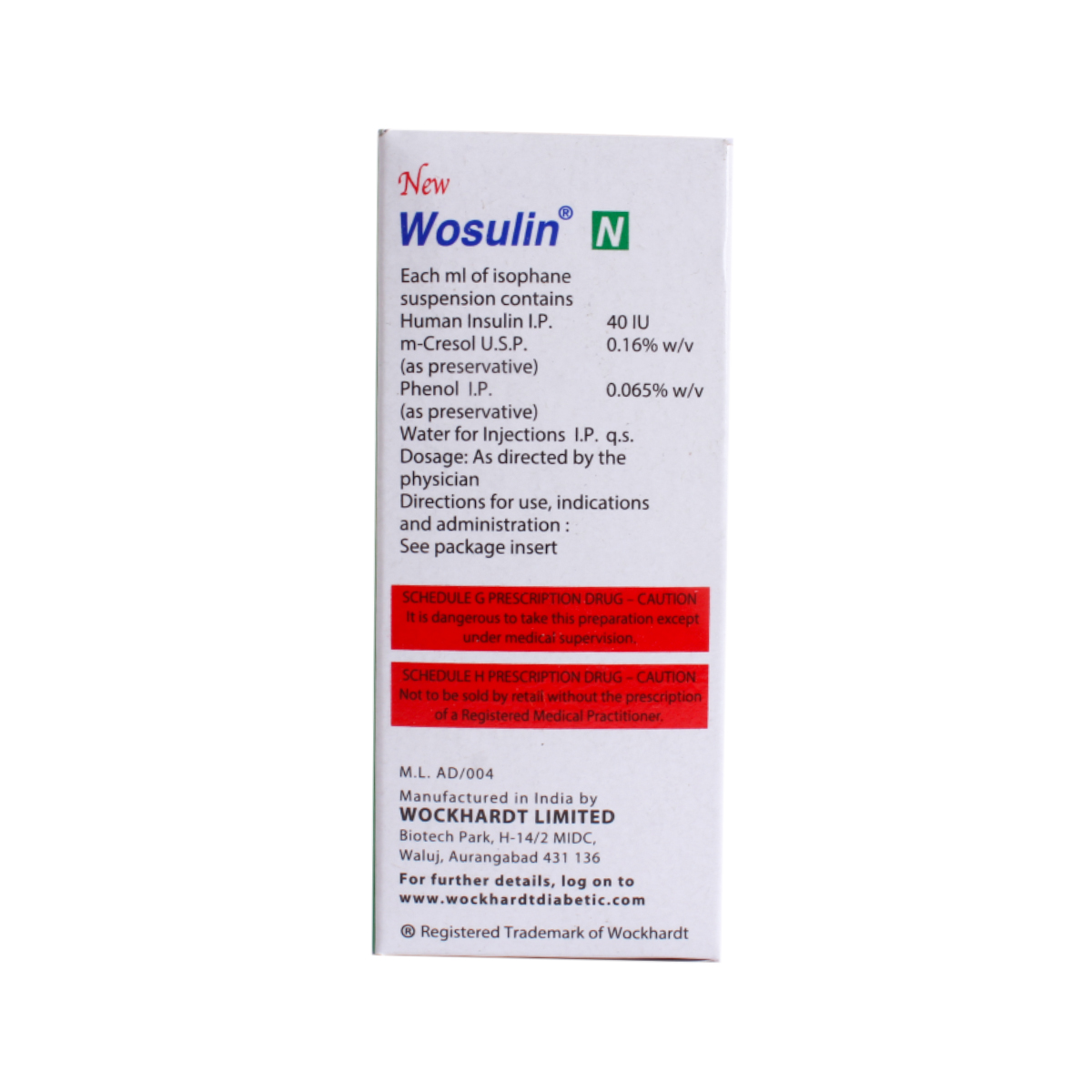 Wosulin N 40IU New Injection 15 ml, Pack of 1 Injection Wosulin N 40IU New Injection 15 ml, Pack of 1 Injection