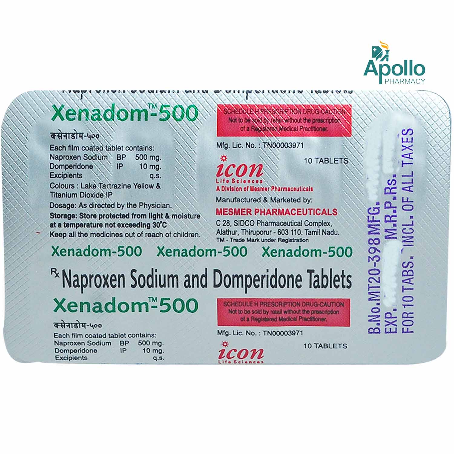 Xenadom 500 Tablet 10's, Pack of 10 TABLETS Xenadom 500 Tablet 10's, Pack of 10 TABLETS