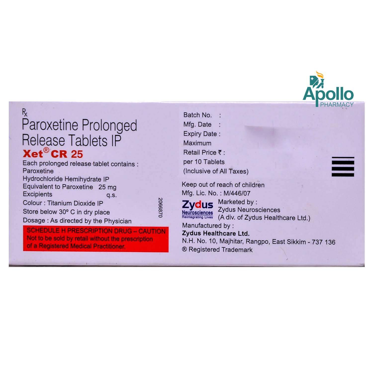 Xet CR 25 Tablet 10's, Pack of 10 TABLETS Xet CR 25 Tablet 10's, Pack of 10 TABLETS