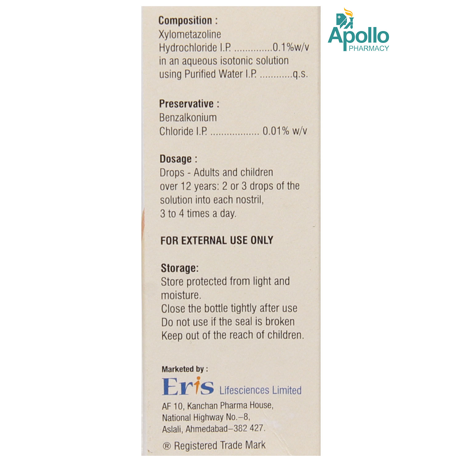 Xyloris Nasal Drops 10 ml, Pack of 1 EYE DROPS Xyloris Nasal Drops 10 ml, Pack of 1 EYE DROPS