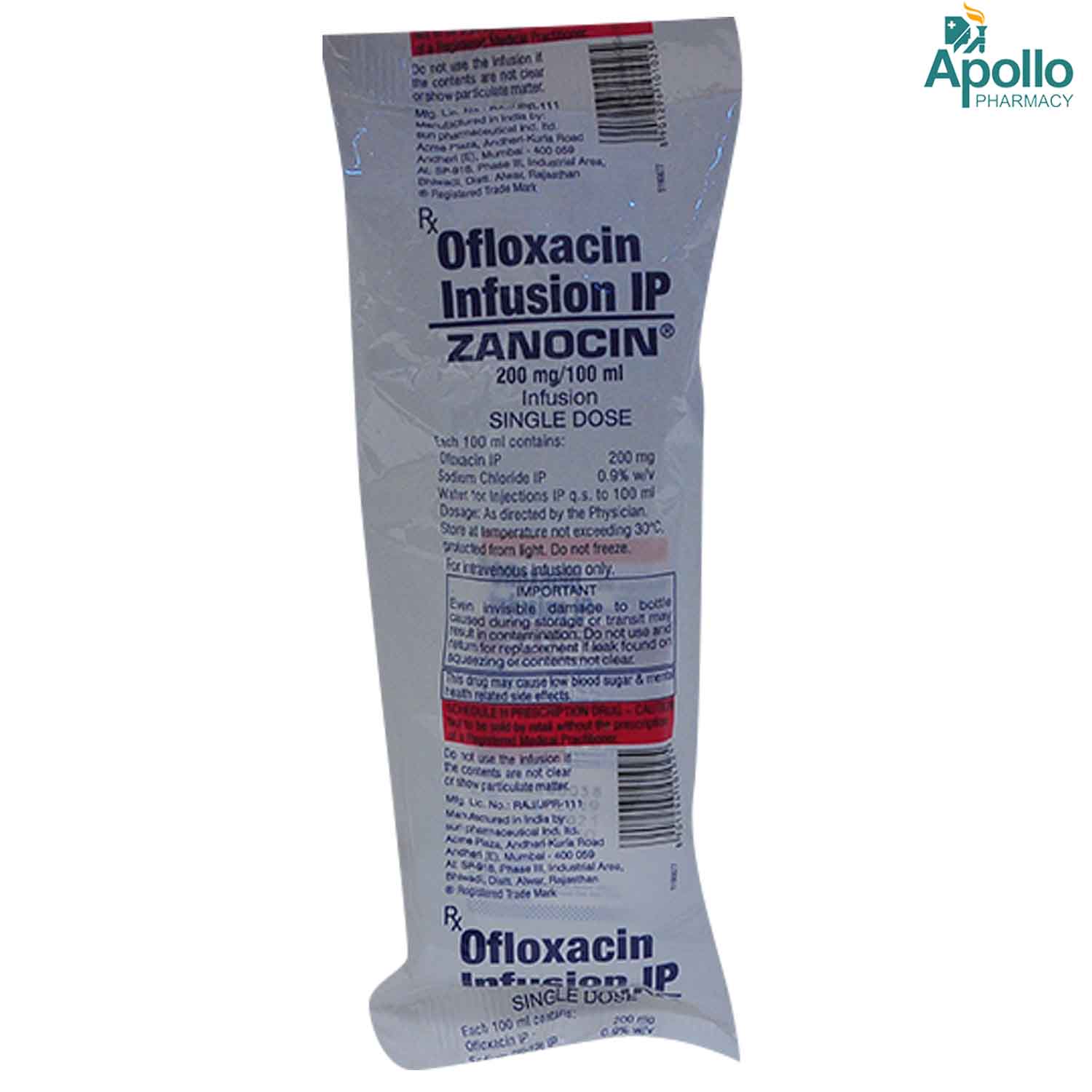 ZANOCIN 200MG I.V INJECTION 100ML , Pack of 1 Injection ZANOCIN 200MG I.V INJECTION 100ML , Pack of 1 Injection