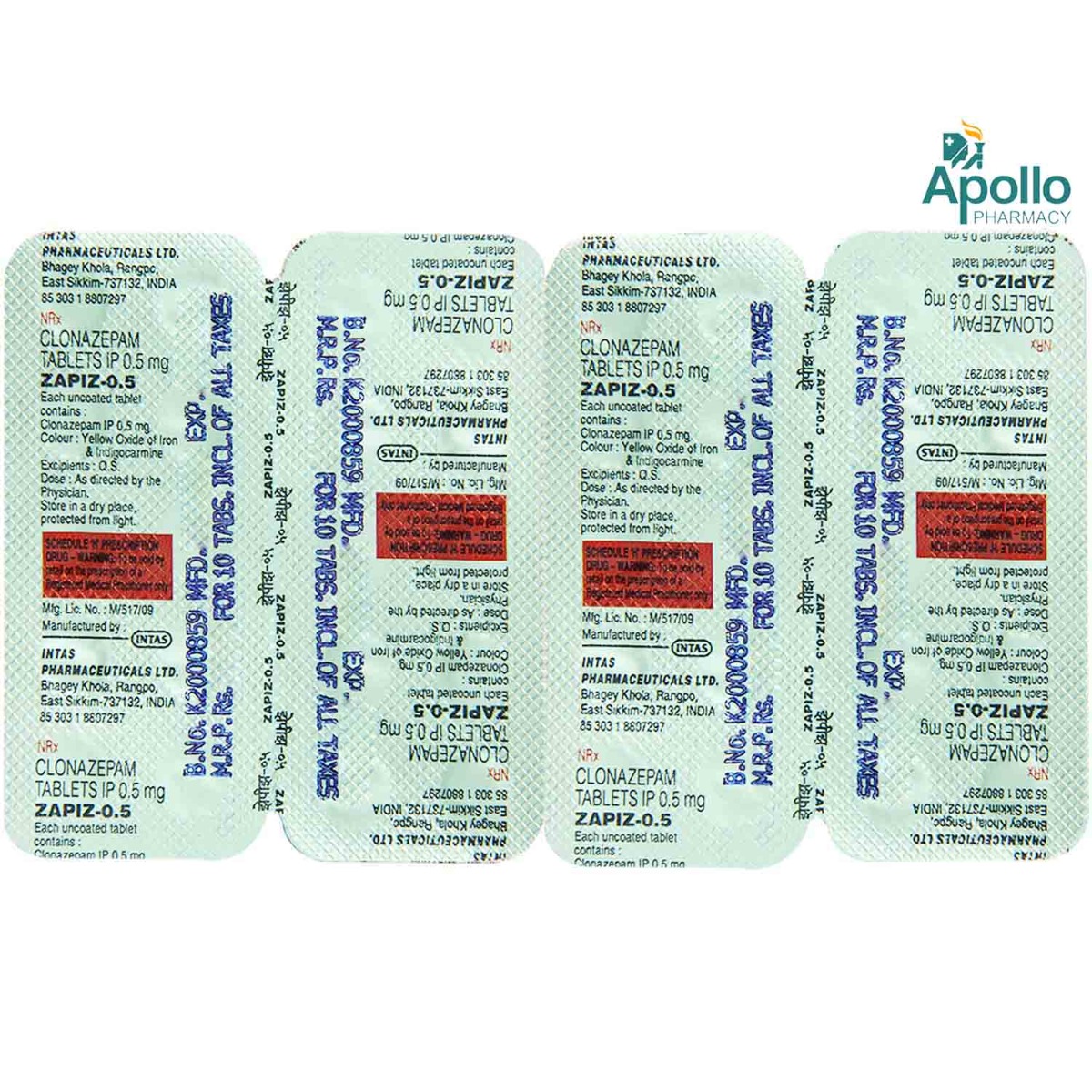 Zapiz-0.5 Tablet 10's, Pack of 10 TABLETS Zapiz-0.5 Tablet 10's, Pack of 10 TABLETS