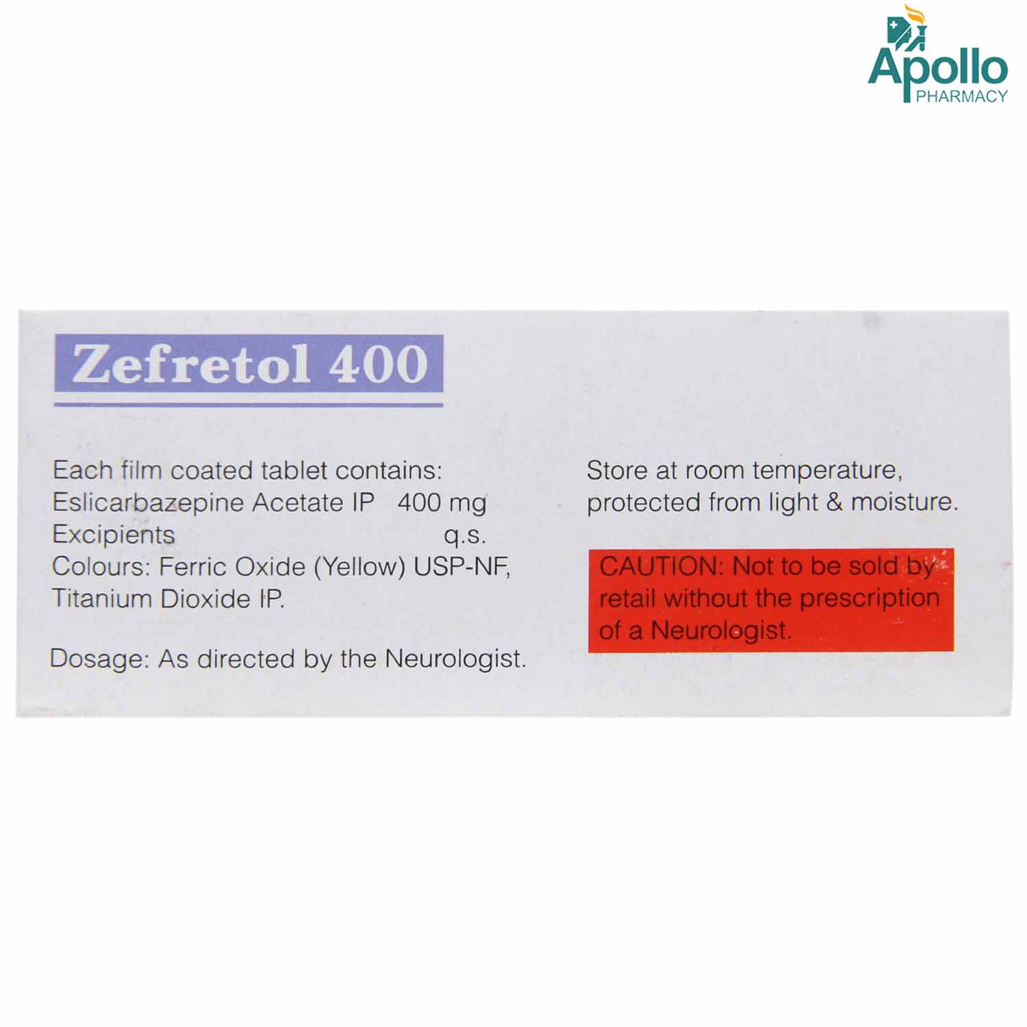 Zefretol 400 Tablet 10's, Pack of 10 TABLETS Zefretol 400 Tablet 10's, Pack of 10 TABLETS