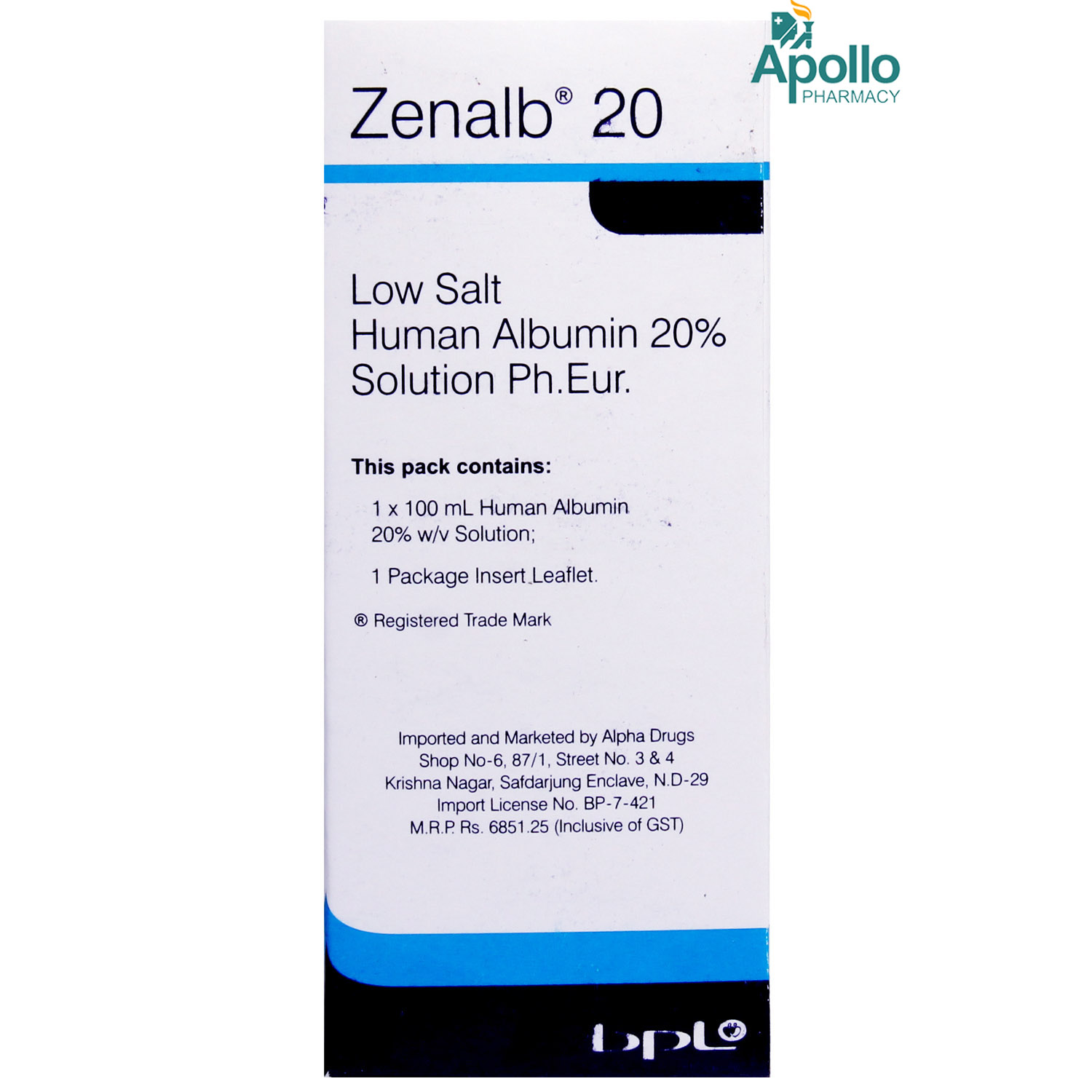 ZENALB 20% 100 ML INJECTION, Pack of 1 INJECTION ZENALB 20% 100 ML INJECTION, Pack of 1 INJECTION