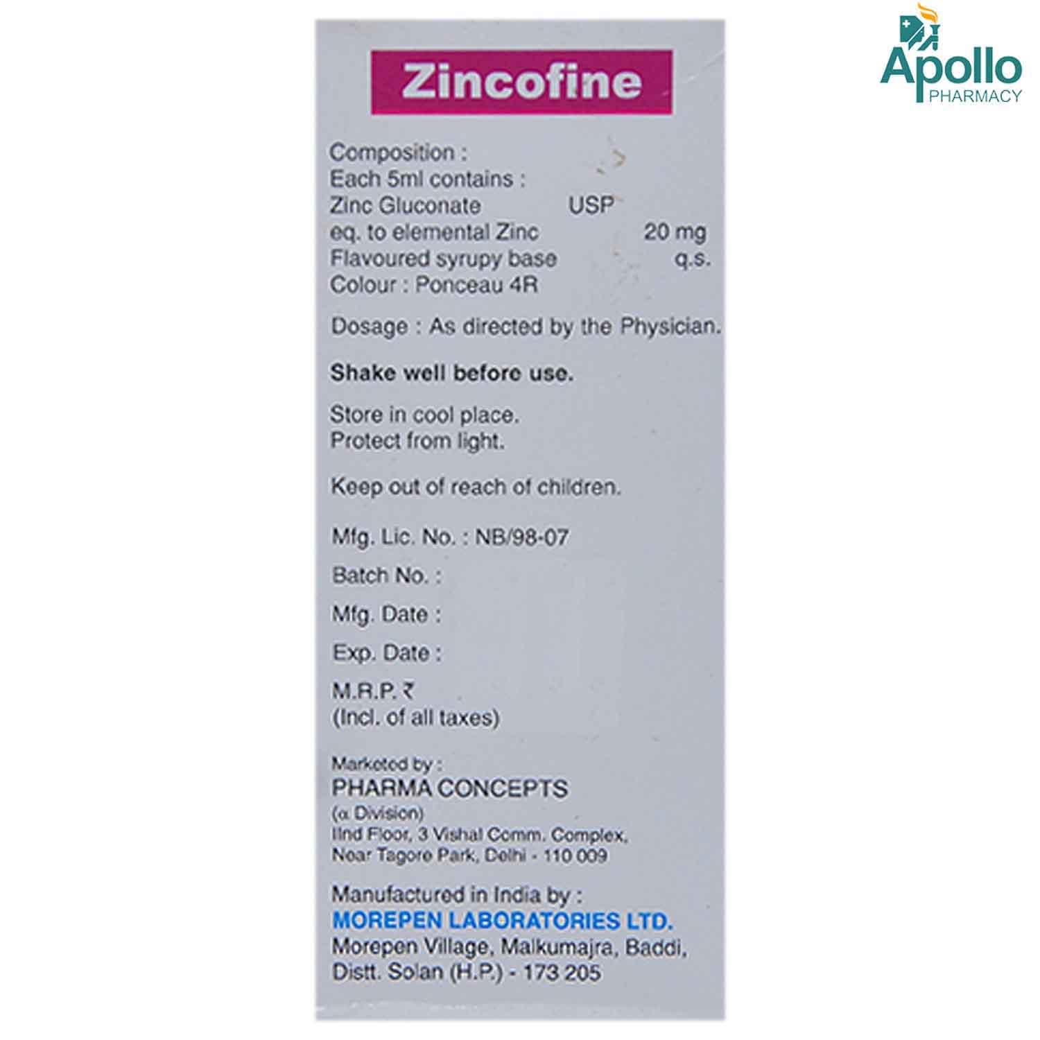 Zincofine Syrup 60 ml, Pack of 1 LIQUID Zincofine Syrup 60 ml, Pack of 1 LIQUID