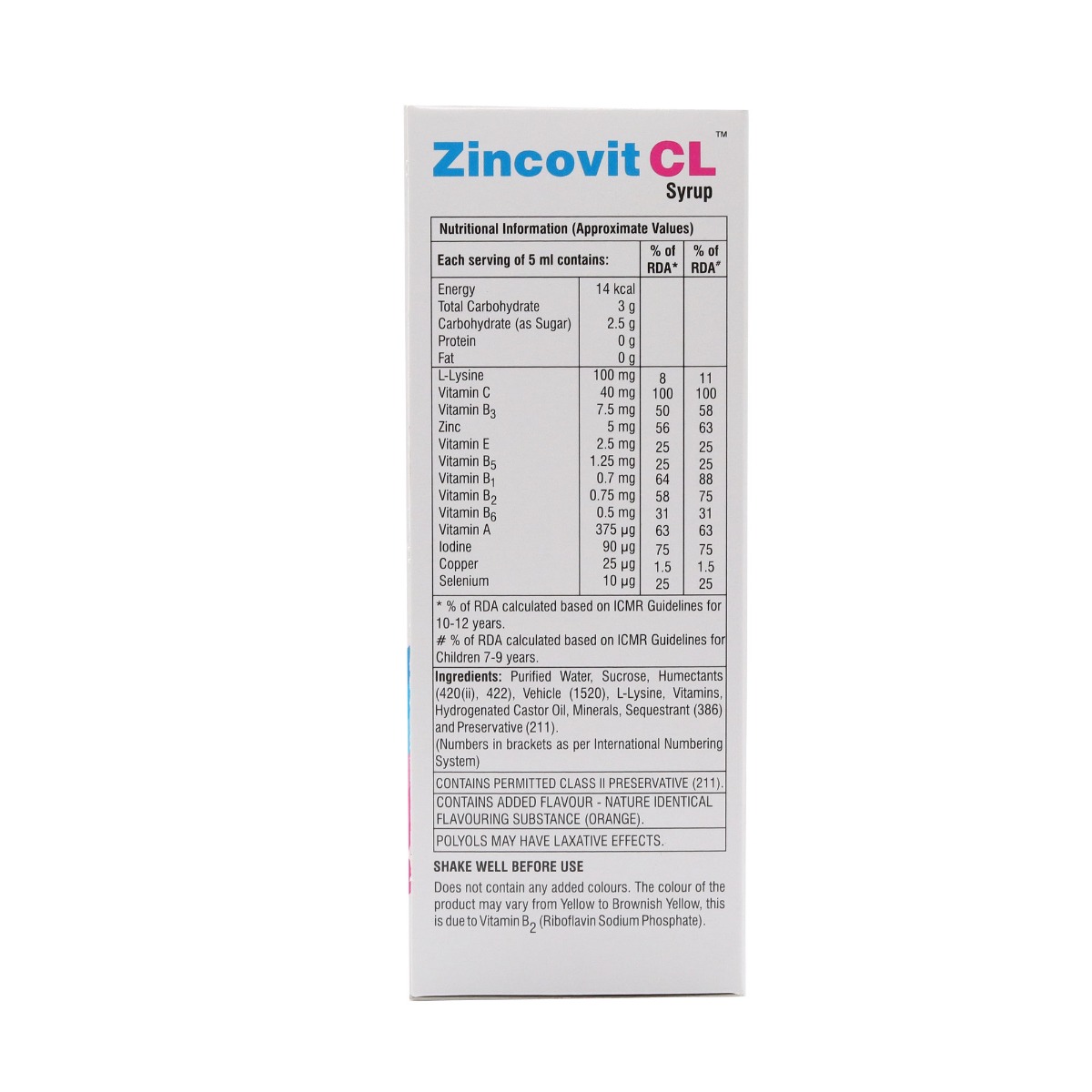 Zincovit CL Syrup 200 ml Price, Uses, Side Effects, Composition