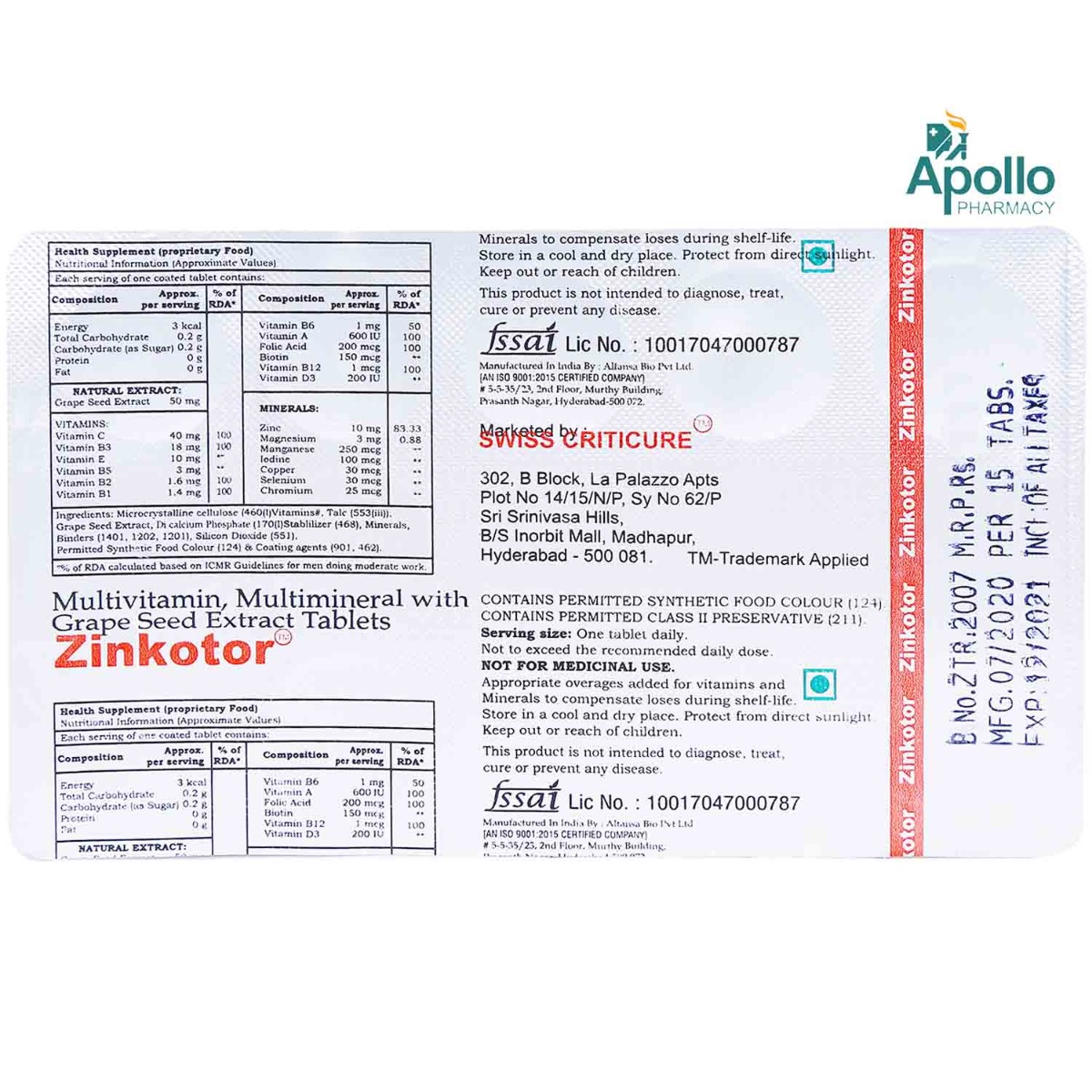 Zinkotor Tablet 15's, Pack of 15 Zinkotor Tablet 15's, Pack of 15