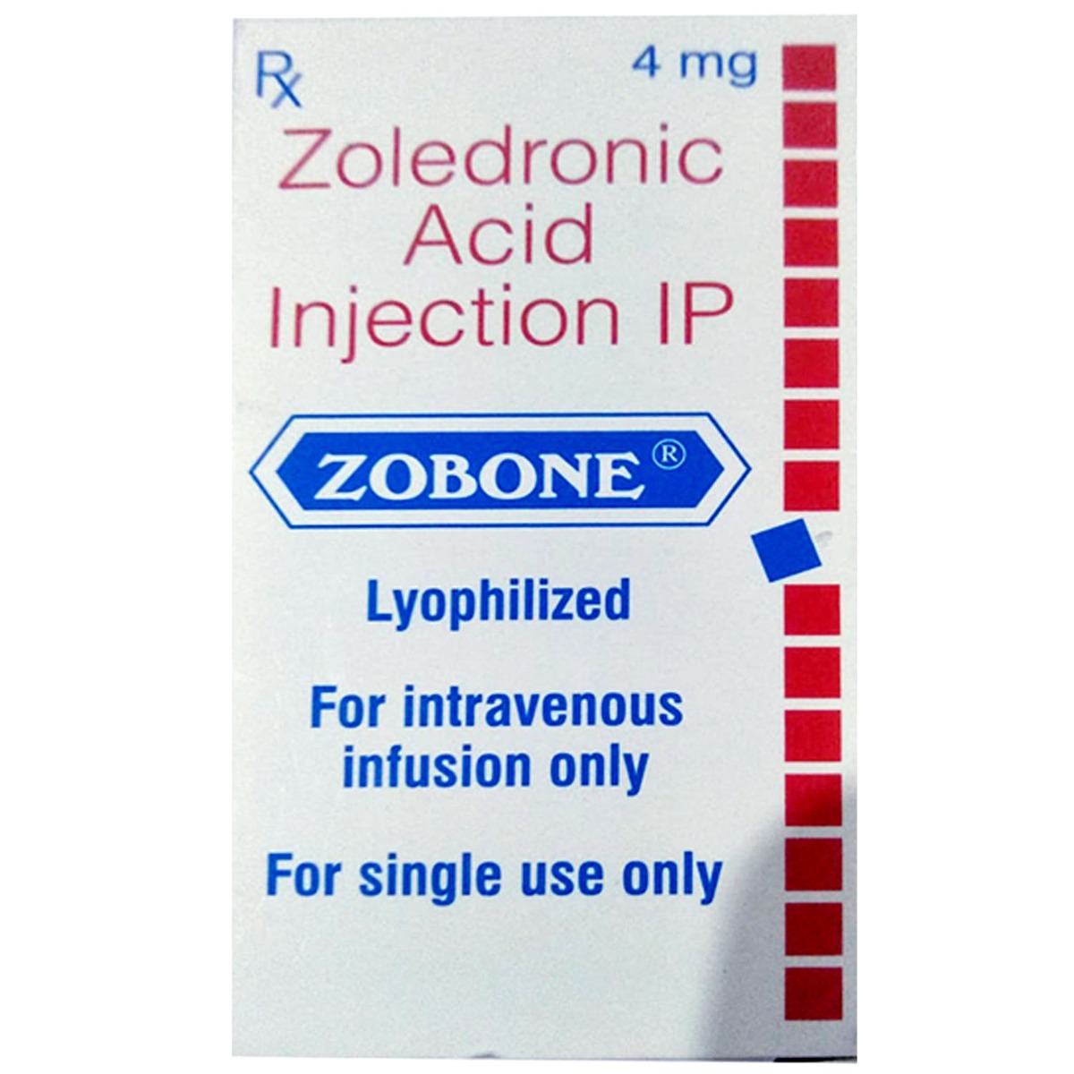 Zobone 4mg Injection 1's, Pack of 1 INJECTION Zobone 4mg Injection 1's, Pack of 1 INJECTION