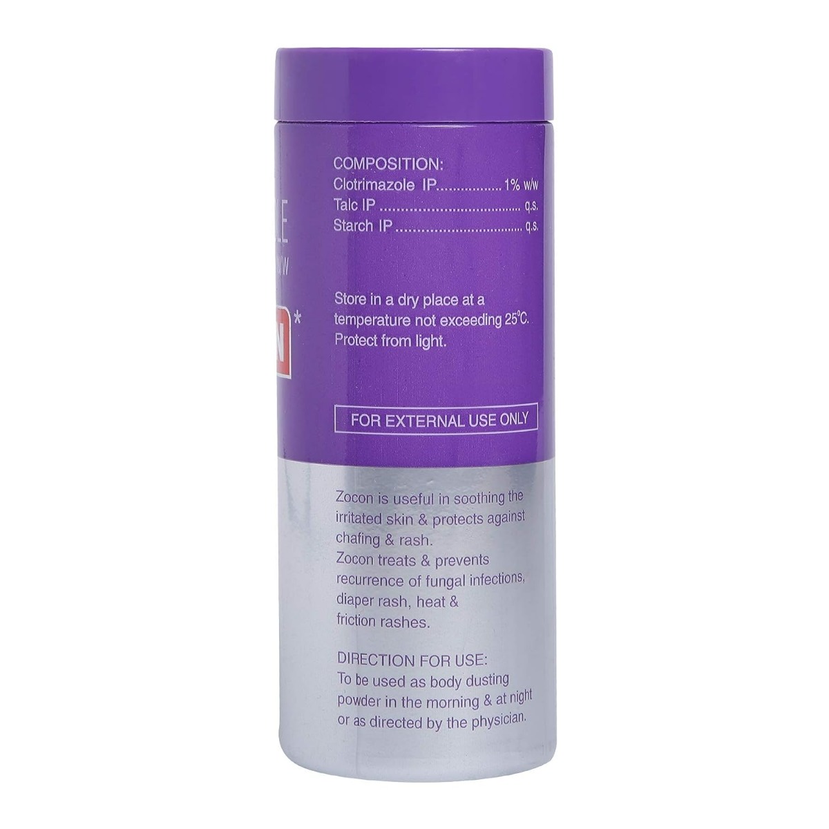 Zocon 1% Dusting Powder 100 gm | Clotrimazole | Anti Fungal & Anti Bacterial Powder | Treats Fungal Infection, Rashes | Soothes Skin irritation & Chafing, Pack of 1 POWDER Zocon 1% Dusting Powder 100 gm | Clotrimazole | Anti Fungal & Anti Bacterial Powder | Treats Fungal Infection, Rashes | Soothes Skin irritation & Chafing, Pack of 1 POWDER