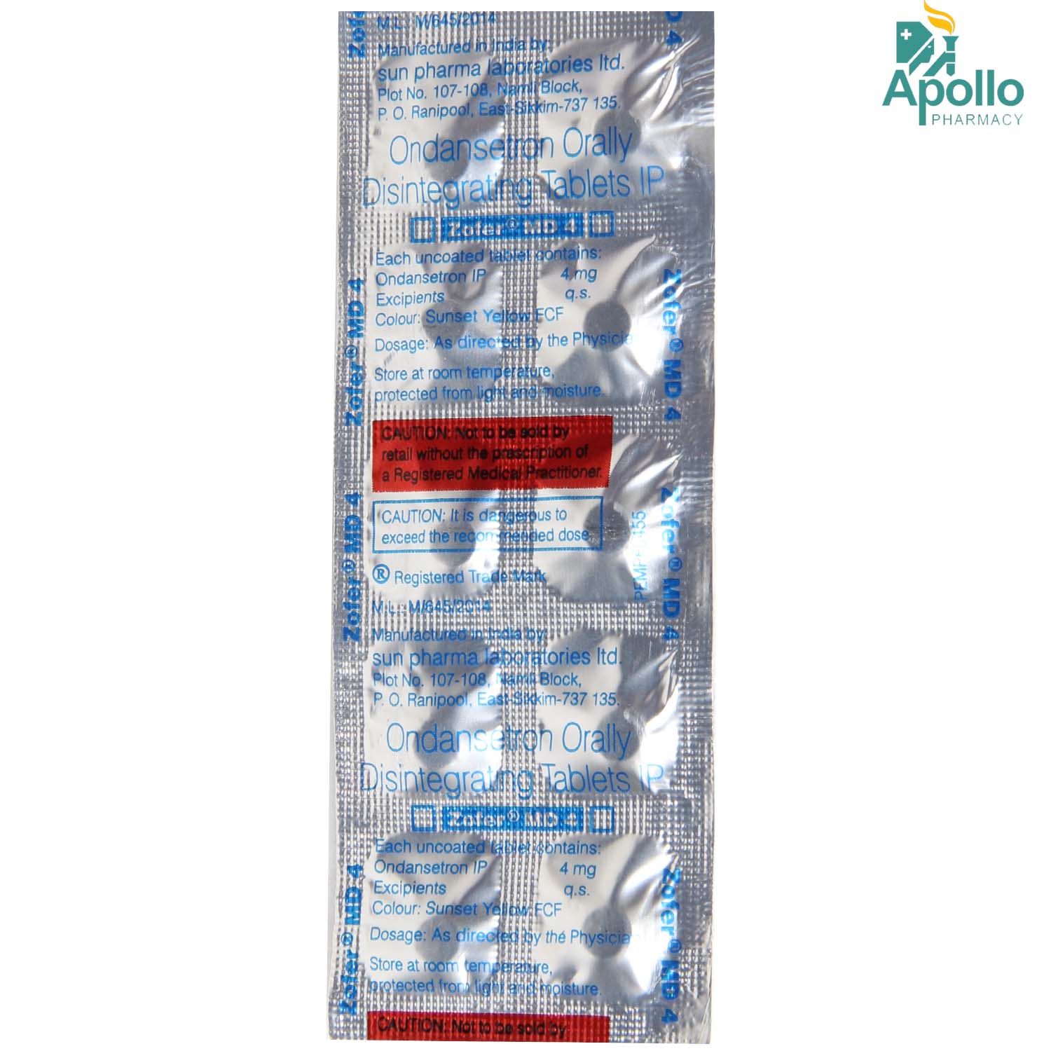 Zofer MD 4 Tablet 10's, Pack of 10 TABLETS Zofer MD 4 Tablet 10's, Pack of 10 TABLETS