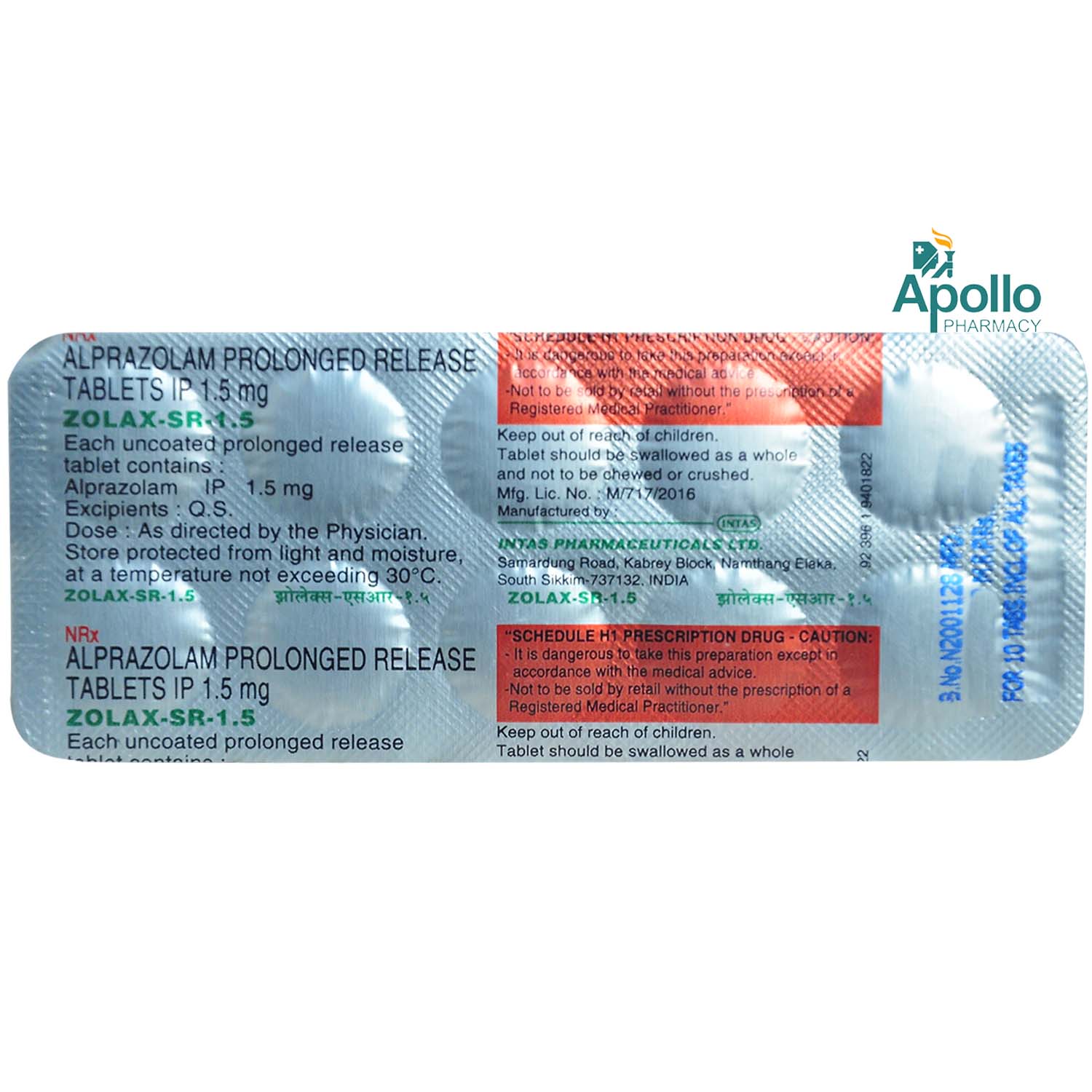 Zolax-SR 1.5 Tablet 10's, Pack of 10 TABLETS Zolax-SR 1.5 Tablet 10's, Pack of 10 TABLETS