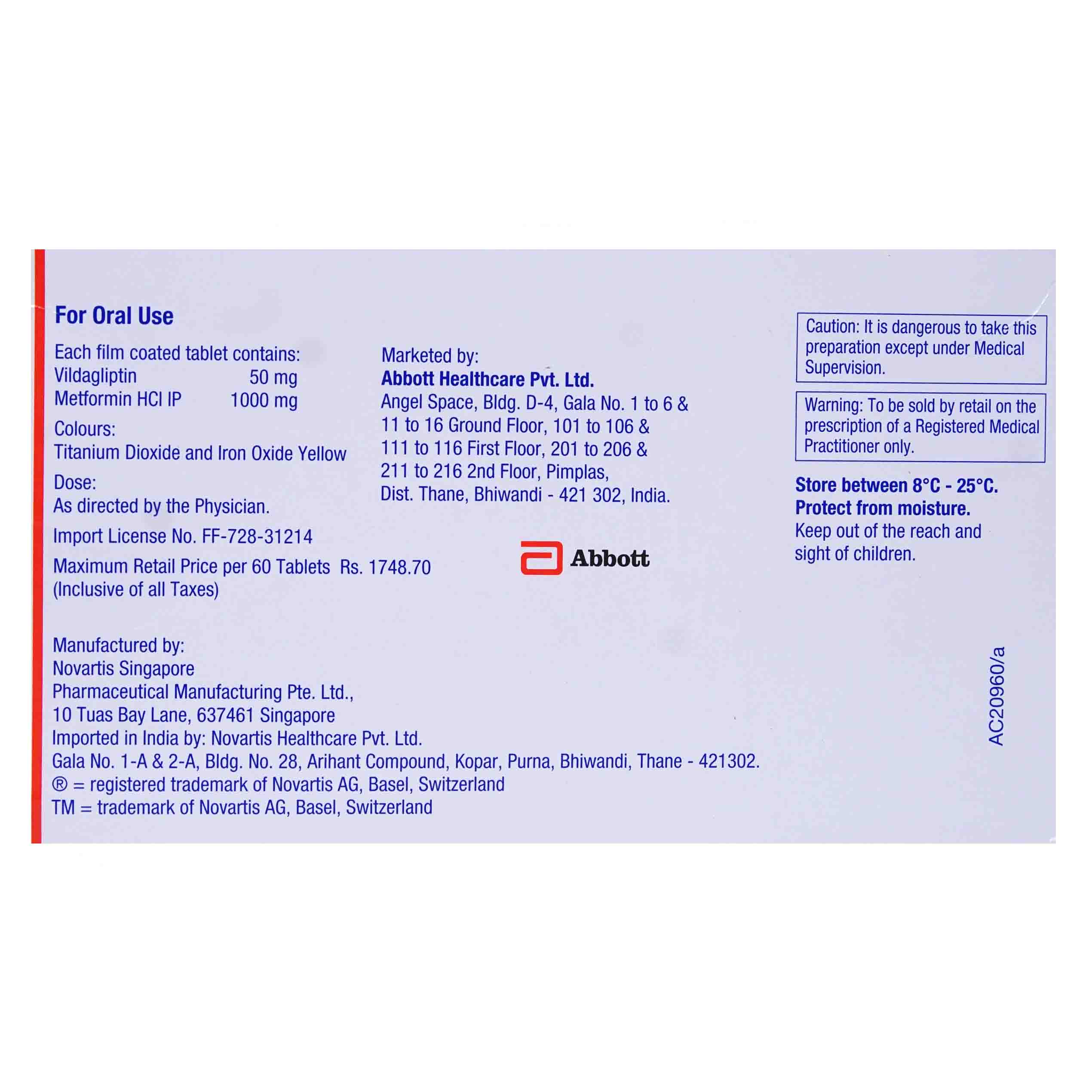 Zomelis Met 50 mg/1000 mg Tablet 10's, Pack of 10 Zomelis Met 50 mg/1000 mg Tablet 10's, Pack of 10