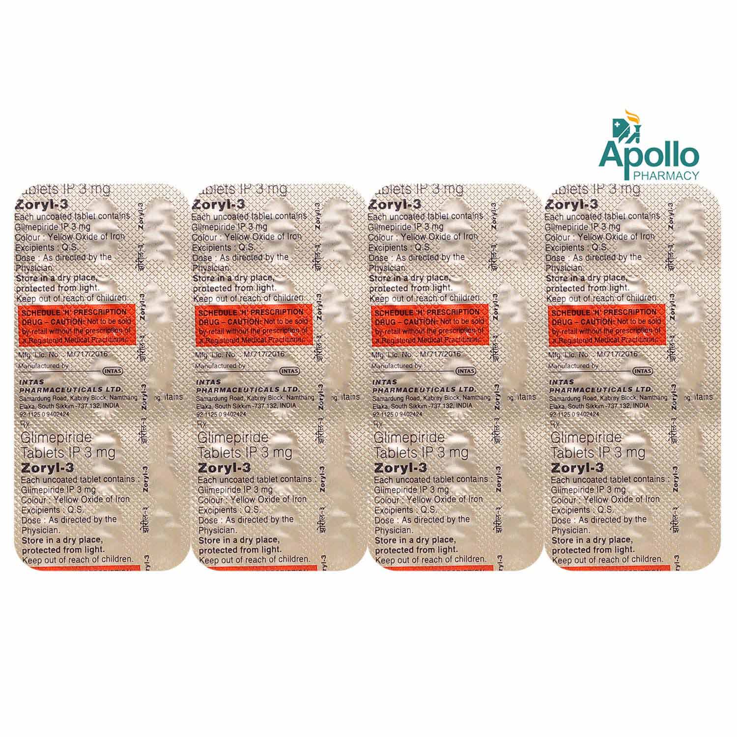 Zoryl 3 Tablet 15's, Pack of 15 TABLETS Zoryl 3 Tablet 15's, Pack of 15 TABLETS