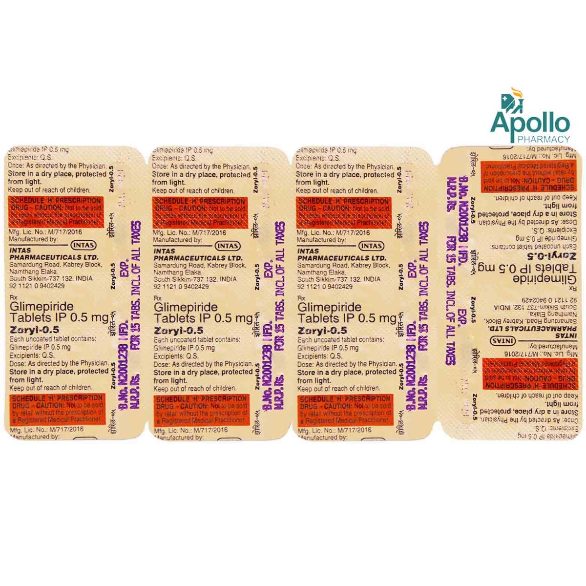 Zoryl-0.5 Tablet 15's, Pack of 15 TABLETS Zoryl-0.5 Tablet 15's, Pack of 15 TABLETS